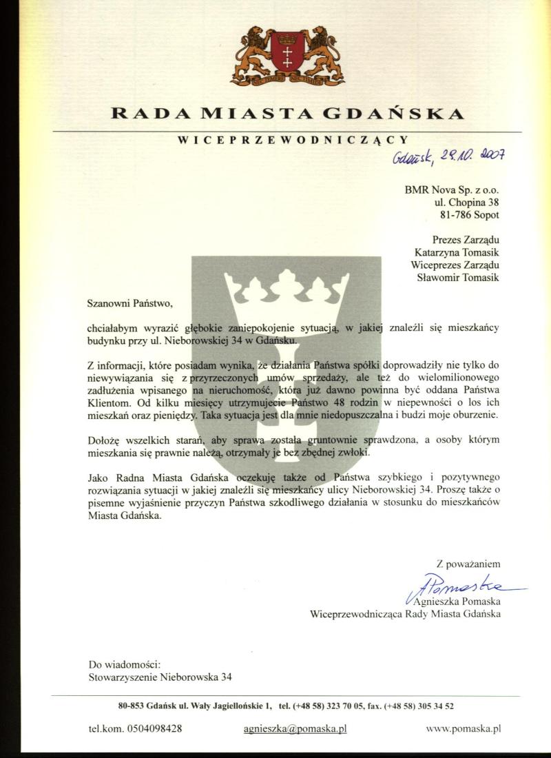List do BRM od Rady Miasta Gdańsk List do BRM od Rady Miasta Gdańsk