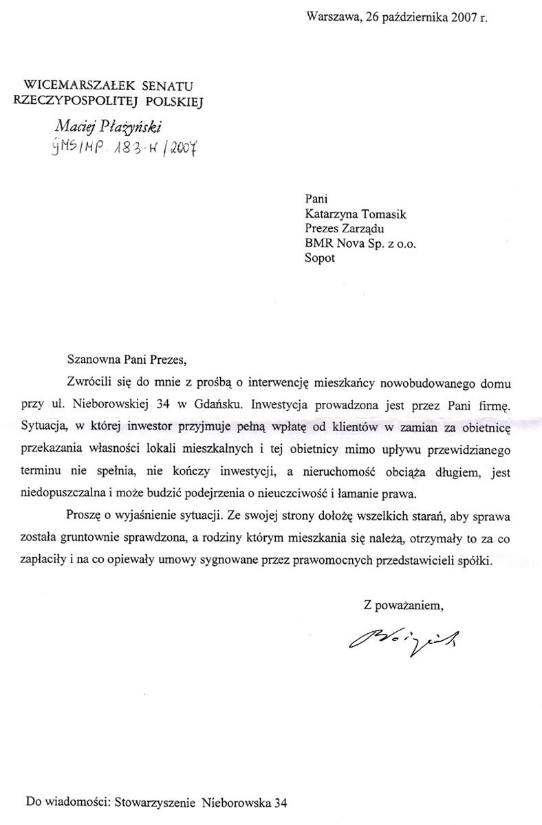 Wsparcie Macieja Płażyńskiego - wicemarszałka Senatu RP / Posła na Sejm Wsparcie Macieja Płażyńskiego - wicemarszałka Senatu RP / Posła na Sejm