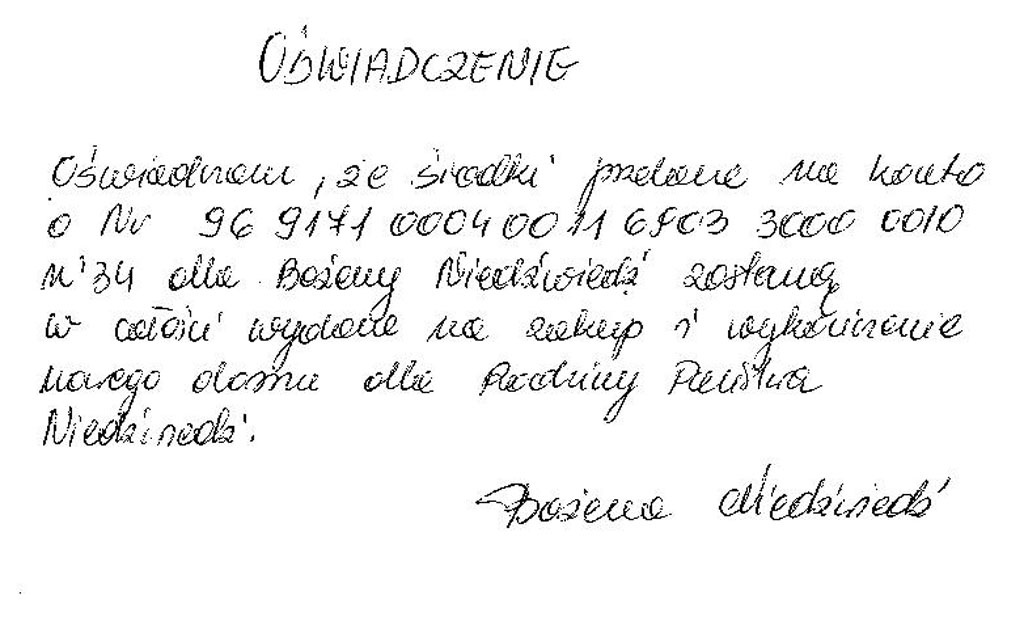 Owiadczenie dot. celu wpat